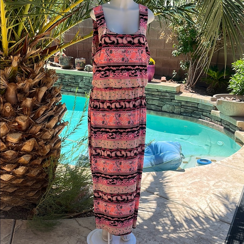 Pink Patterned Maxi Dress